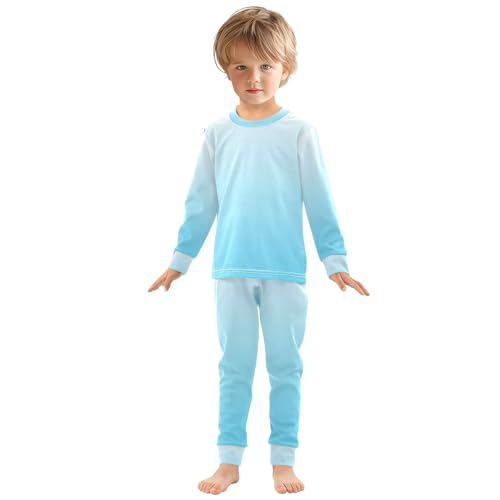 Gradient Sky Blue Long Sleeve Pajamas Set Sleepwear Jammies 2pcs Set Pjs Gradient Sky Blue