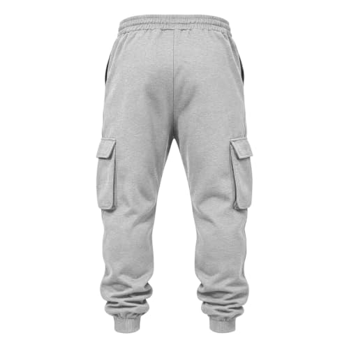 Pantalones Casuales para Hombres Cargo Sweatpants for Men Drawstring Baggy Joggers Hiking Fall Winter Pants Cargo Joggers Men Heavyweight Sweatpants Gray S - image 5