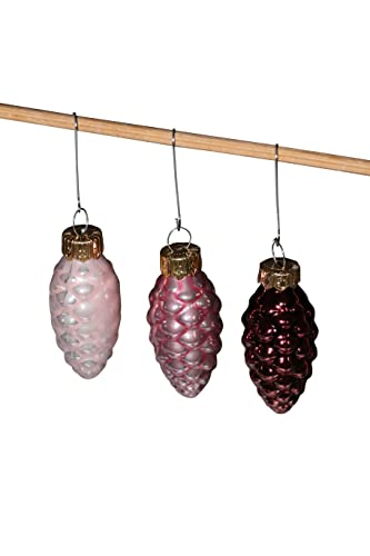 Weihnachtsdeko Altrosa 3 12 Stück Glas Hänger Zapfen rosa Altrosa Beere Blossom pink Rose 6cm...