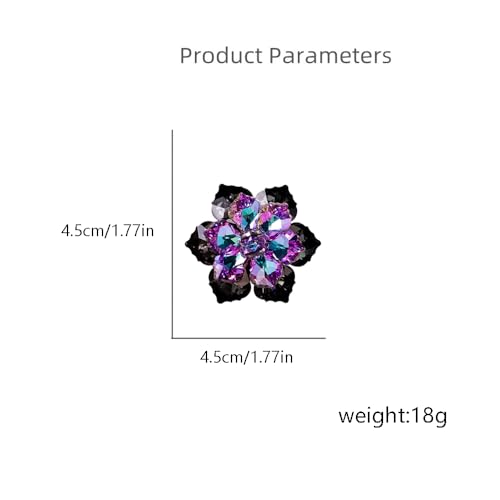 Image of Elegant Rhinestone Flower Brooch Pin for Women Handmade Shiny Crystal Snowflake Cherry Blossom Brooches Lapel Pins Dress Accessories Anniversary Wedding Jewelry