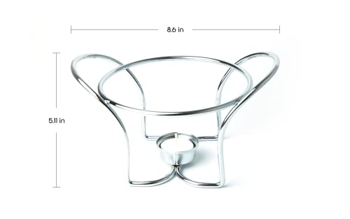 Rigeli Regent Chromeplated Wire Sauce Warmer W/Ladle Stainless Steel Round Soup Warmer With Spoon Perfect For Chocolate, Caramel, Cheese, Sauces And More #TOP2