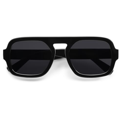 Image of VANLINKER Retro Square Aviator Sunglasses for Women Men 70s Vintage Style Trendy Flat Top Rectangle Sun Glasses VL9826