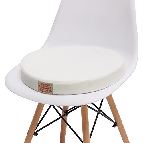 Shinnwa Polyester Super Soft Cushion Round Memory Foam Seat Cushion Short Plush Lumbar Support Pillow Home Office Chair Pad White 16" #TOP1