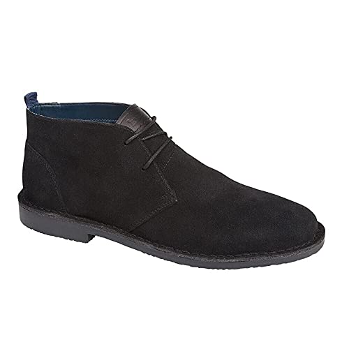 Roamers - Bottines désertiques pour hommes, en daim, Noir , 40.5 EU