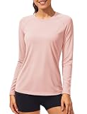 TACVASEN Running Top Womens Long Sleeve Tops Casual UV T Shirt Sun Protect Walking Shirts Ladies Running Sport Outdoor T-Shirt Summer UPF Base Layer Pink