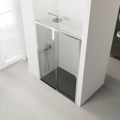 Mampara de ducha reversible de 156-160 cm para evitar salpicaduras con cristal templado 6 mm 5