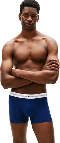 Tommy Hilfiger Herren 3er Pack Boxershorts Trunks mit Logomuster-Bund, Schwarz (Arm Grn/PRP NVY/Nov Grn), XXL – Ansicht 6
