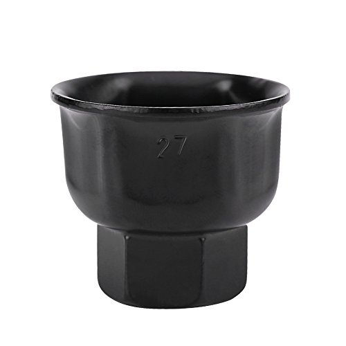 CFTGIW 27 Mm 6-Punkt-3/8-Zoll-Auto-Ölfilterschlüssel, Schwarzes Aluminium-Ölfilterkappen-Steckschlüssel-Entfernungswerkzeug, Antriebsschlüssel für