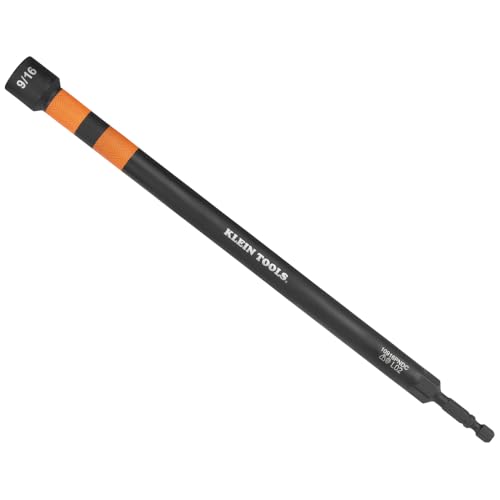 Image of Klein Tools 10916PNDC 9 /16-Inch Power Nut Driver, Magnetic Color-Coded Power Nut Driver, Impact-Rated with 10-Inch Extended Reach