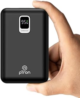 pTron Dynamo Ultra 20000mAh Power Bank, 22.5W Superfast Charging, Compact Size, Type-C/PD 20W Fast Charging, Supports VOOC/Wrap/Dash/Quick Charge Protocols, 3 Output Ports, Type-C Input/Output (Black)