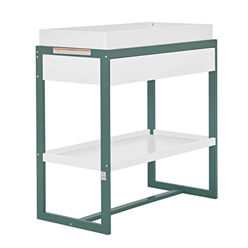 Image of Dream On Me Arlo Changing Table in Jungle Green, Made of Solid New Zealand Pinewood, Non-Toxic Finish, Comes with Water Resistant Mattress Pad & Safety Strap