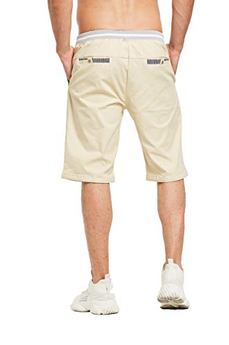 Image of Tansozer Men's Shorts Casual Classic Fit Drawstring Summer Beach Shorts with Elastic Waist and Pockets