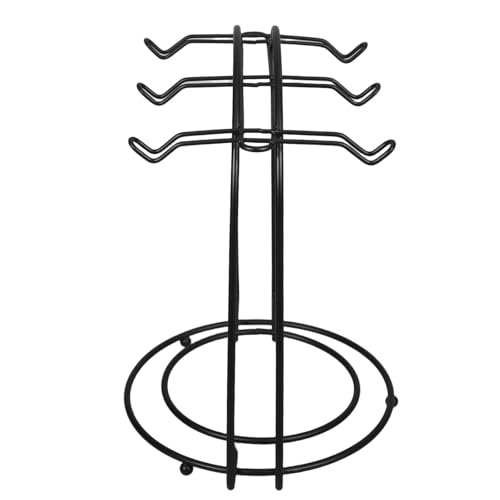 DIYEAH Soporte para Tazas de Café Metálico Negro con Diseño Ligero y Base Redonda para Almacenamiento Versátil en Sala o Oficina, Capacidad para 6 Tazas