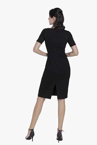 Alantino-Designer Square Neck Dress for Women-Professional Sheath Work Dress with Stretch-Formal Career Dress -Short Sleeve2