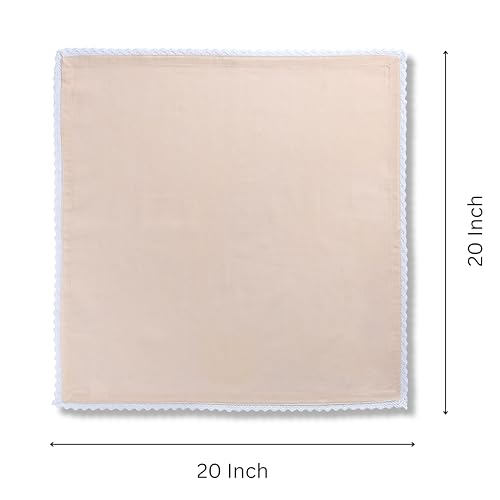 Image of FINGERCRAFT Lace Trim Cloth Napkins Set of 6, 20x20 Inch Cotton Linen Blend Dinner Napkins, Reusable Washable Table Napkins for Wedding, Farmhouse Dining, Parties & Home Decor (Peach)