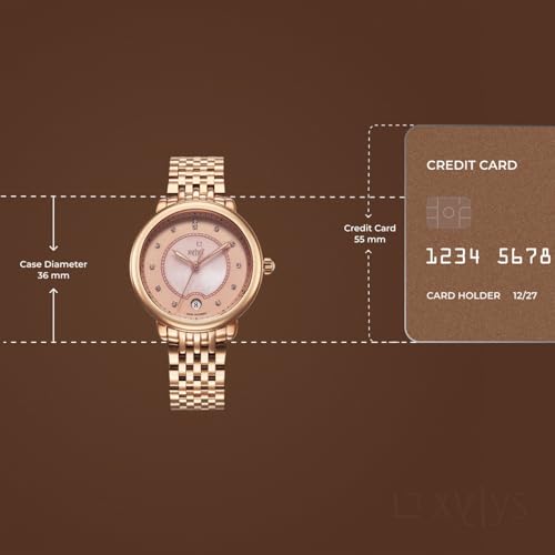 Image of Xylys Sparkle Swiss Analog Rose Gold Stainless Steel Strap Pink Dial Watch for Women