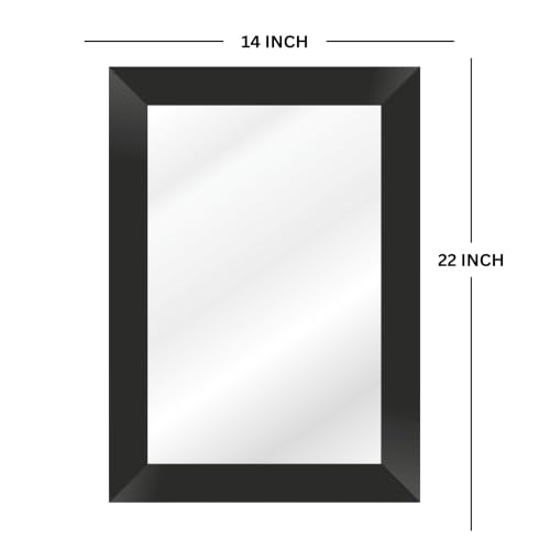 Image of Creative Arts n Frames Wall Decor Hand Crafted Wooden HD Wall Mirror Panel for Living Room Bedroom Lobby Modern Wall Decor Home Decor Items (Classic Black 14X22 inch Framed HD Mirror)