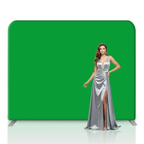 Bugedor 8 x 10 FT Tension Fabric Backdrop Trade Show /Photo Booth Green Backdrop Photography Tension Banner Display with Trade Shows/ Weddings/ Birthday Party / Commercial Activities