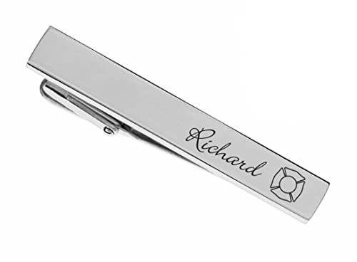 personalized silver stainless steel tie clip for firefighters custom engraved free - ships from usa
