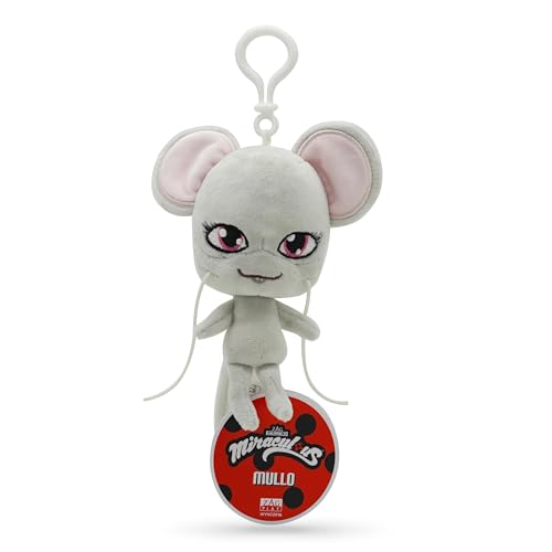 Miraculous Ladybug Mullo - Kwami de tamaño completo (12 cm) - Juguete de peluche coleccionable para niños - Peluche muy suave con ojos bordados y llavero/mochila (Wyncor)