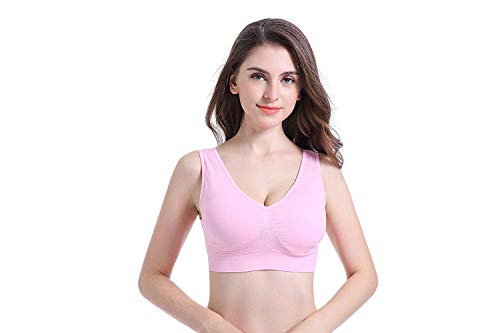PRETTYWELL Sleep Bras for Women, Comfort Seamless Wireless Stretchy Sports Bra,1 Pack Yoga Bras, with Removable Pads