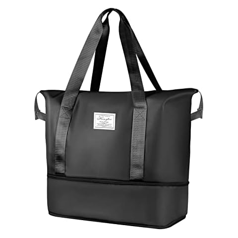 HJLIKE Travel Bag ,Large Duffle Bag Weekend Bag for Women Dry Wet Separation Overnight Bags Travel Holdall Bags Multifunctional Sports Gym Bag Expandable(25L or 36L) Cover