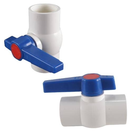 Alide Válvula de bola de PVC de 40 mm de diámetro interior, con extremo de enchufe, válvula de cierre blanca y azul para bomba de sumidero de riego de acuario