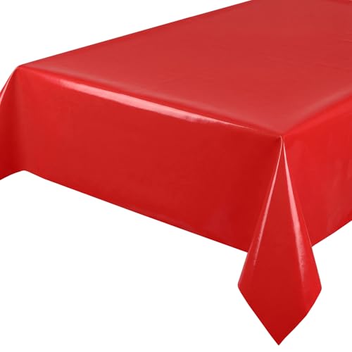 Wachstuchtischdecke Tischdecke Wachstuch abwischbar, Uni Einfarbig 200x140 cm (Rechteckig) Rot