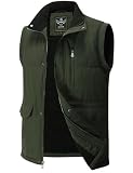 Flygo Men's Winter Warm Outdoor Padded Puffer Vest Thick Fleece Lined Sleeveless Jacket (ArmyGreen XS)