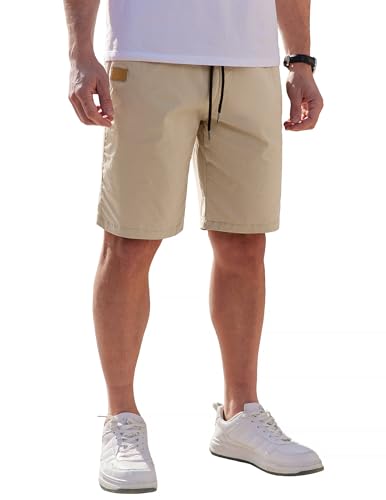 COOFANDY Mens Casual Shorts Cotton Elastic Waist Drawstring Shorts Lightweight Summer Beach Shorts