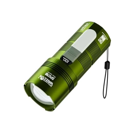 WARSUN SP07S Rechargeable Spotlight Flashlight, 2800 Lumens LED Light with Zoomable Beam and Red Light Function, Warm Side Light, 6000mAh Battery & Power Display for Camping and Outdoor Tasks