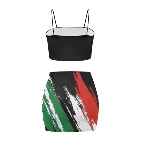 Image of 2025 Sexy Spaghetti Strap Crop Tops and Bodycon Skirt Casual 2 Piece Set S-4XL