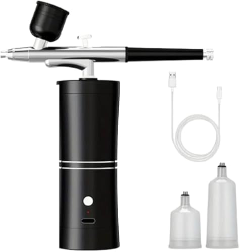 Kit de Aerógrafo con compresor modelismo 40/48 PSI. Aerógrafo para uñas multifuncional, tecnología de nanoinfiltración de alta presión, vaso de pinturas y boquillas. Airbrush kit USB Tipo C