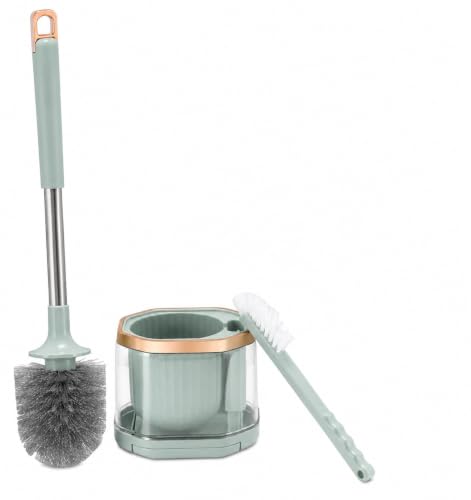 Image of Vasukie Toilet Brush and Holder Set, with a Extra Crevice Cleaning Brush Deep Cleaning Toilet Bowl Brush for Bathroom Toilet Brushes for Bathroom Wall Mounted Water Drop (Baby Blue)