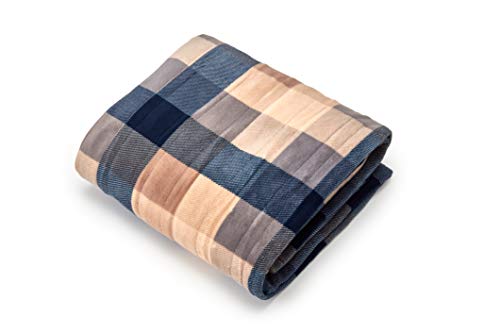 Eddie Bauer | Cabin Plush Buffalo Check Heated Electric Warming Blanket, Twin, Blue #TOP4