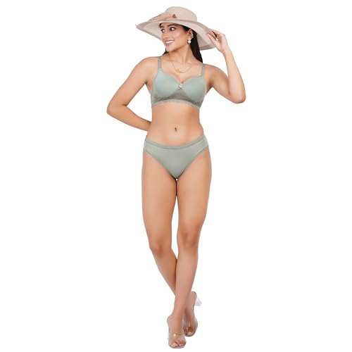 Image of Lace Padded Everyday Padded Bra for Women - Made of Pure Cotton Full Coverage Over Size Non Wired Pushup Soft Cup for T-Shirt Saree Dress Sports Garment for Daily Use Everyday