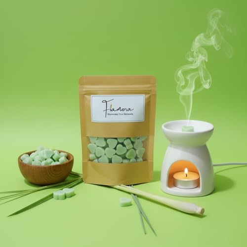 Image of Wax Melts | Organic Soy Wax | Essential Oil Infused | Lemongrass Fragrance | Heart Shape Aroma Melts | Refreshing Room Freshener | Safe Smoke-Free Scent | 80 GMS