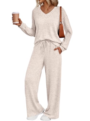 LILLUSORY Matching Lounge Set for Women, 2 Piece Cozy Outfit