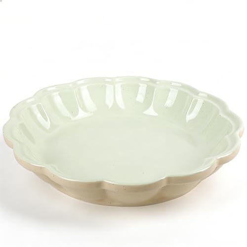 Ceramic Pie Pan for Baking, Non-Stick Round Dish with Ruffled Edge, Porcelain, Microwave and Oven Safe, Dishwasher Safe