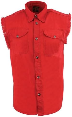 Miniatura 8 de Milwaukee Leather DM1002 Camisa vaquera ligera negra para hombre con corte deshilachado sin mangas