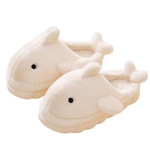 Whale Shark Slippers for Women Men, Cute Thick Sole Cartoon Animal Slippers, Soft Plush Fuzzy Kawaii House Slippers Shark Slides for Indoor Outdoor