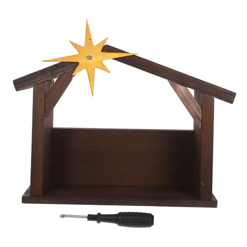 Cabilock Holz Weihnachtskrippe mit Stern und Dach Klassische Geburt...