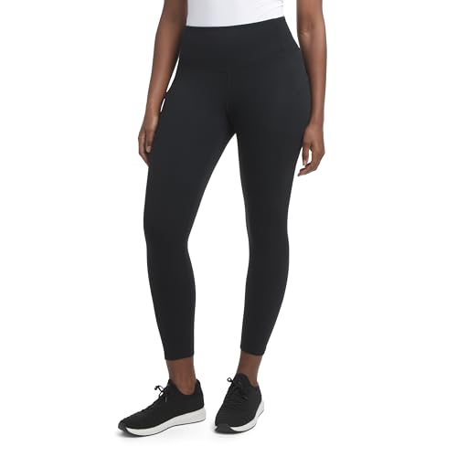 Danskin Women's Performance Sleek Pocket Ankle Legging, Black Salt, X-Large