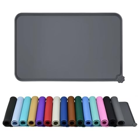 Reopet Waterproof Pet Feeding Mat with High Raised Edges, Heavier and Thicker Placemats for Cat Dog Water Bowl with BPA Free, Dogs Cats Food Mats for Messy Drinkers to Prevent Spill and Protect Floors Cover