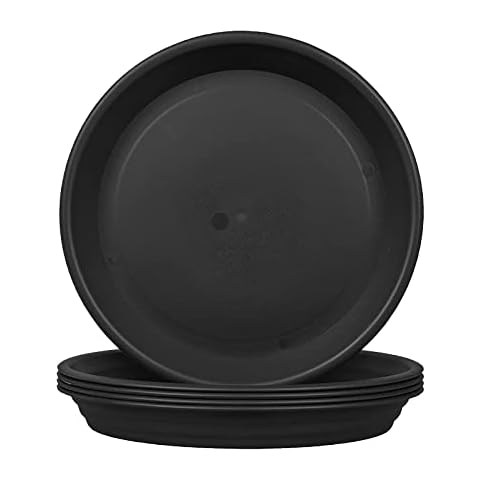 FREEGDN Plant Saucer 25cm Plastic Plant Pot Saucers for Indoor and Outdoor Plants 5 Packs Deep Gray Cover