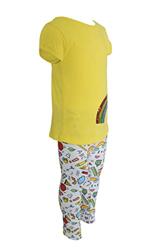 Image of Unique Baby 2 Piece Girls Printed Leggings Outfit with Short Sleeve Shirt Kid and Toddler Clothes Set