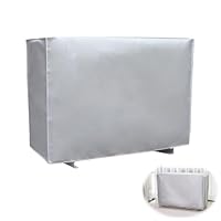 Klimaanlage Abdeckung Wasserdichte Staubdichte Abdeckung der Außenklimaanlage mit Gummizug und Kordelzug Outdoor-AC-Schutzabdeckung Silber Mittel (86 x 32 x 56 cm)