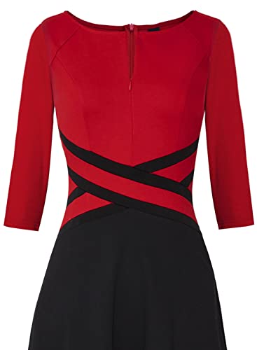 Image of VFSHOW Womens Front Zipper Work Business Casual Office Church A Line Dress