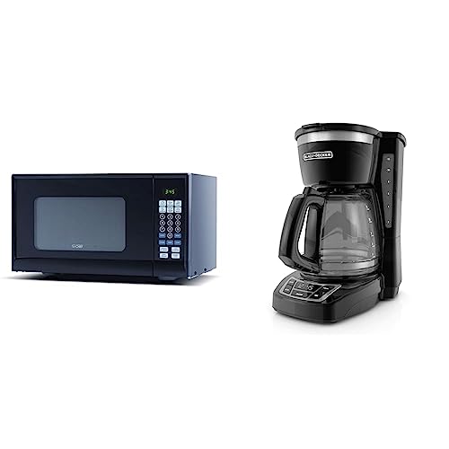 Image of Commercial Chef CHM990B Countertop Microwave Oven, 19.3 x 14.7 x 11.2 Inches, Black & Black+Decker CM1160B 12-Cup Programmable Coffee Maker, Black/Stainless Steel