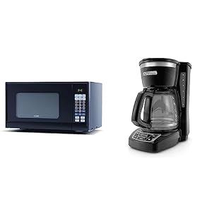 Commercial Chef CHM990B Countertop Microwave Oven, 19.3 x 14.7 x 11.2 Inches, Black & Black+Decker CM1160B 12-Cup Programmable Coffee Maker, Black/Stainless Steel
